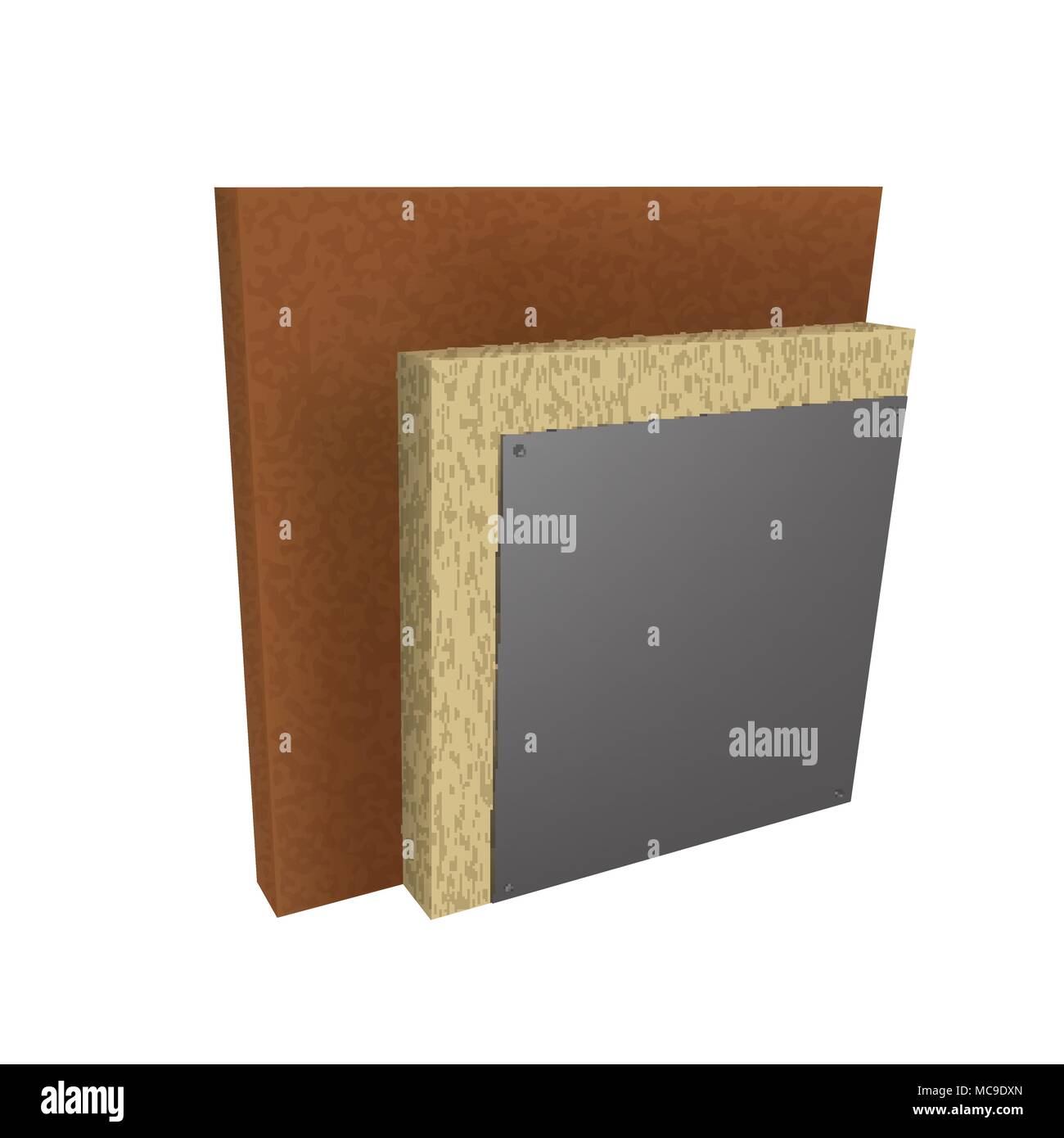 Layers scheme of thermal insulation of the wall Stock Vector