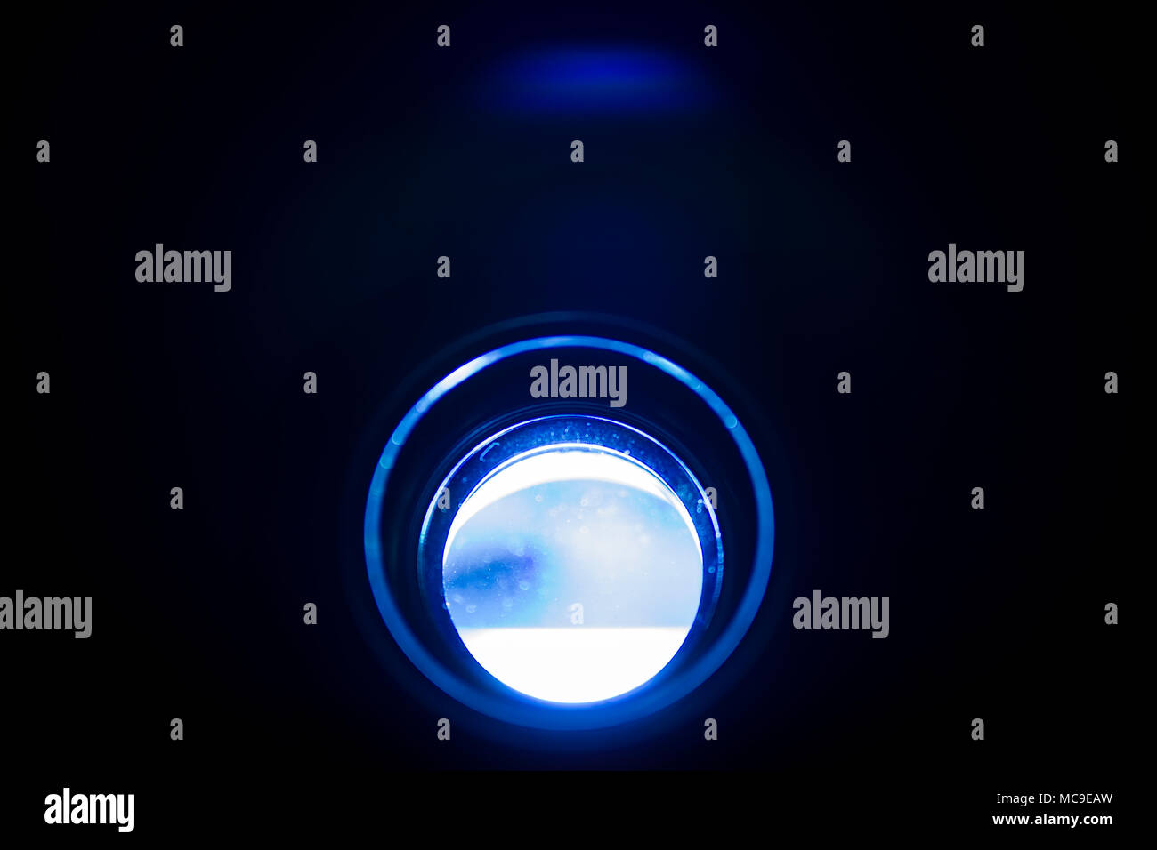 Electric blue light flare special effect Stock Photo