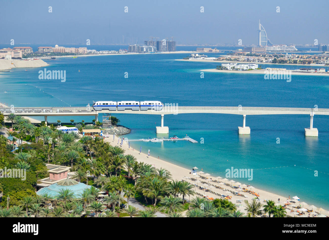 The view from Atlantis the Plam, Palm Jumeirah, Dubai, UAE. Stock Photo