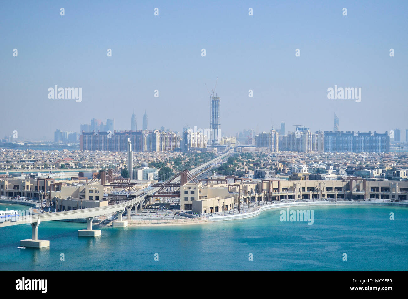 The view from Atlantis the Plam, Palm Jumeirah, Dubai, UAE. Stock Photo