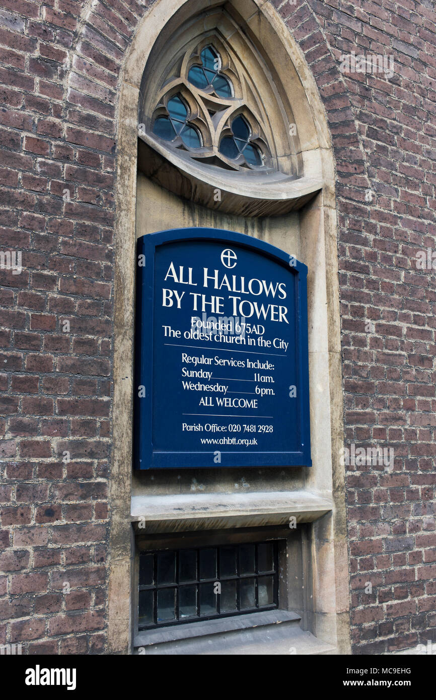 All HallowsbytheTower church, near the Tower of London. The City of London