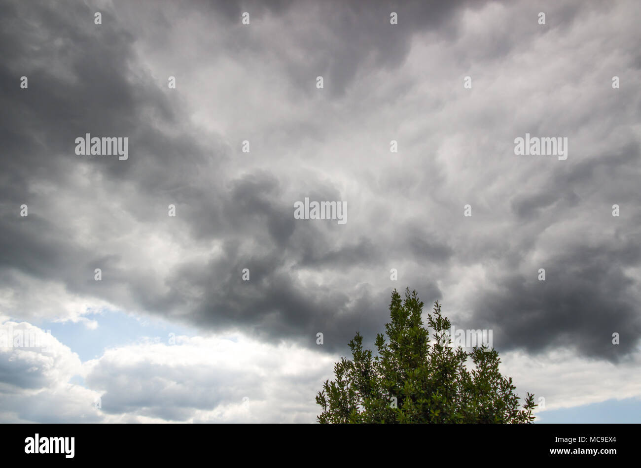 Overcast sky with dark clouds, clouds before heavy raining. Stock Photo