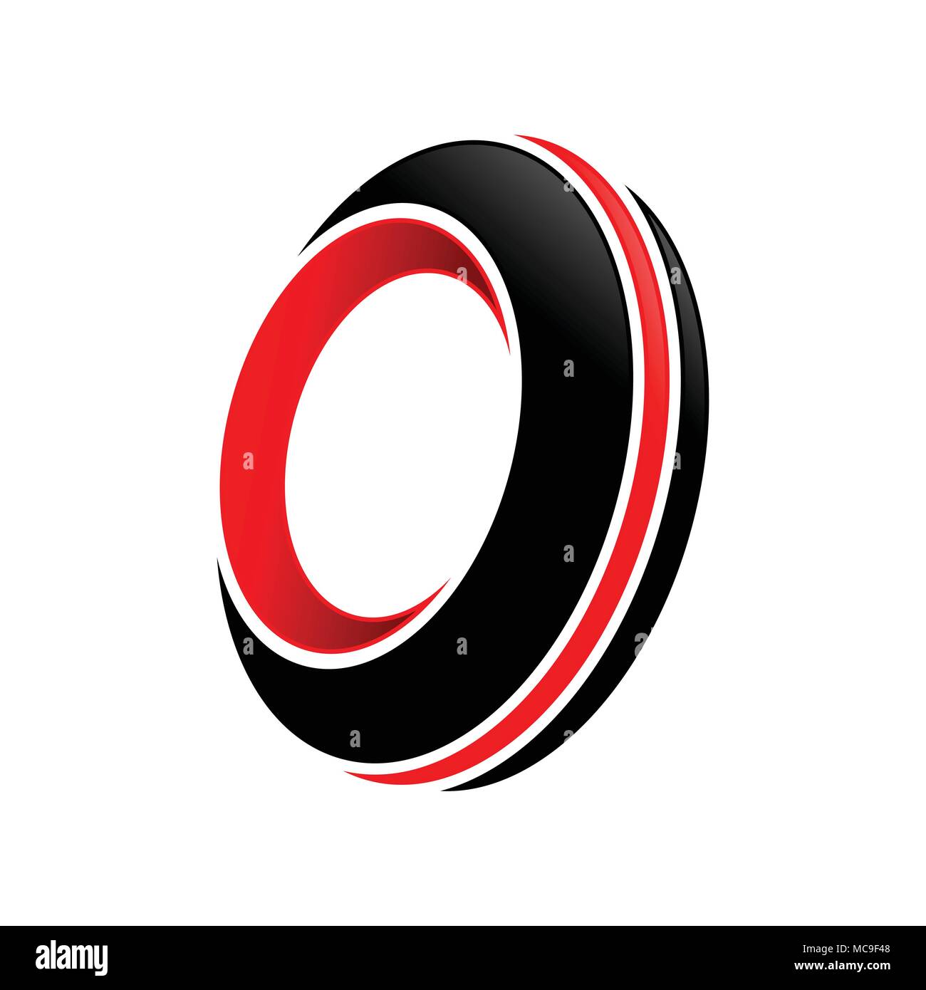 Abstract Spinning Black Tire Red Accents Vector Symbol Graphic Logo