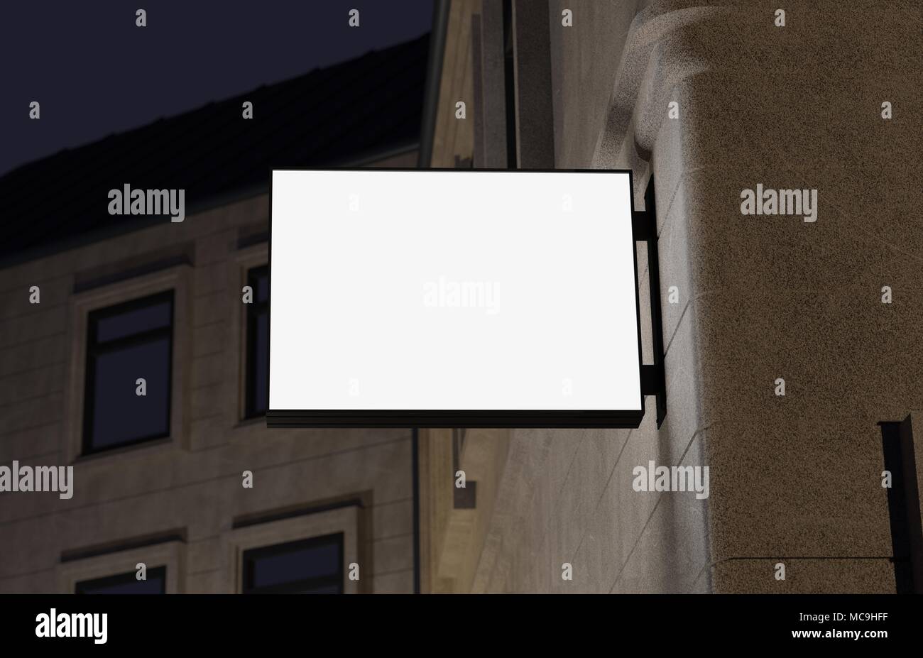Download Blank Outdoor Signage Signboard Mockup Sign Mounted On The Building For Logo Presentation 3d Rendering Stock Photo Alamy