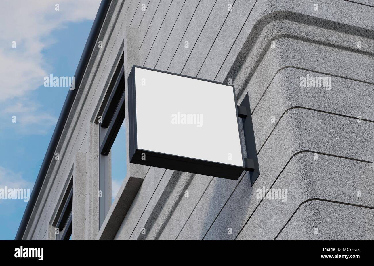 Download Blank Outdoor Signage Signboard Mockup Sign Mounted On The Building For Logo Presentation 3d Rendering Stock Photo Alamy