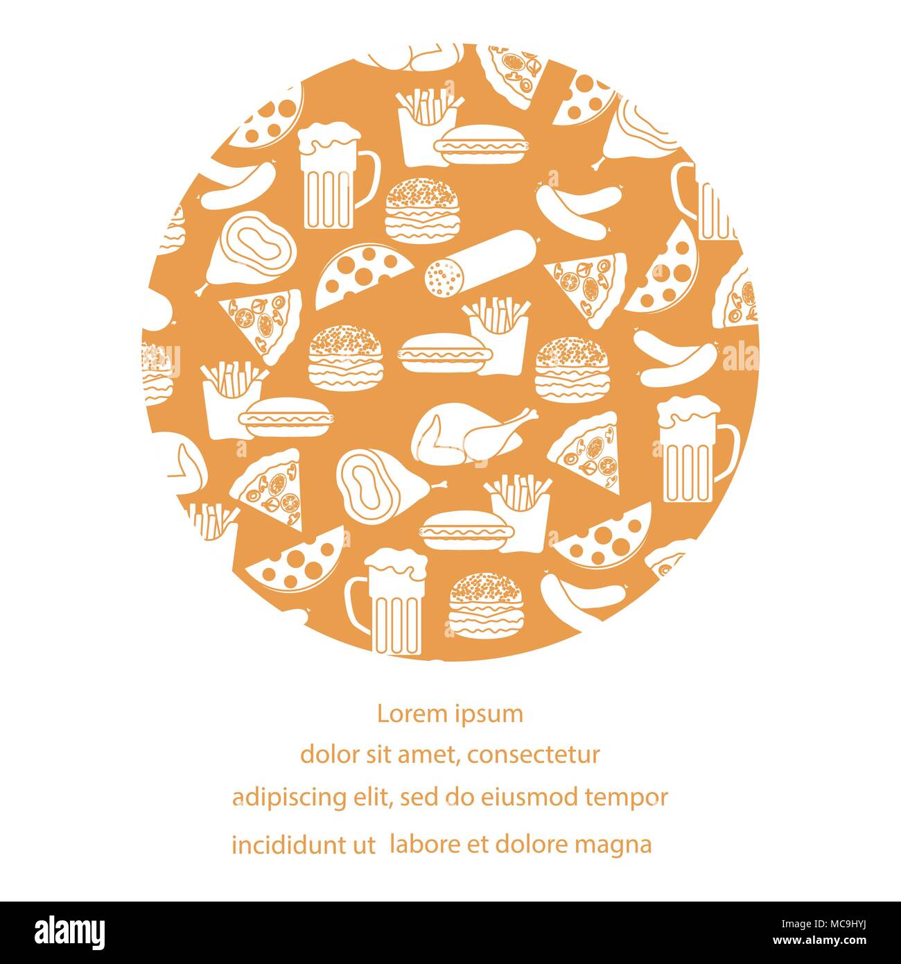 Beer Different Types Of Food And Fast Food Design For Banner And
