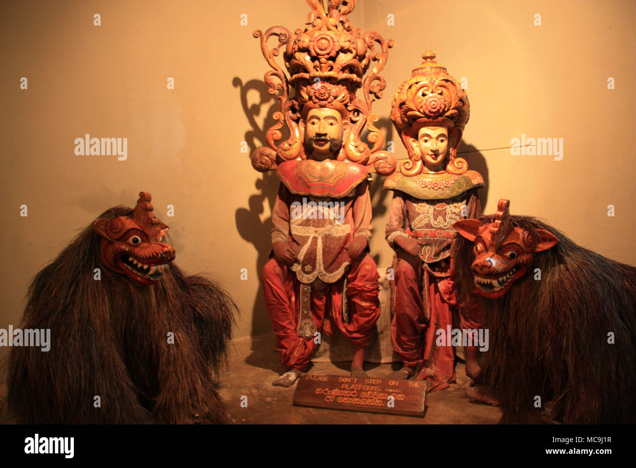 Wooden masks and puppets in the Ambalangoda Mask Museum in Sri Lanka Stock Photo