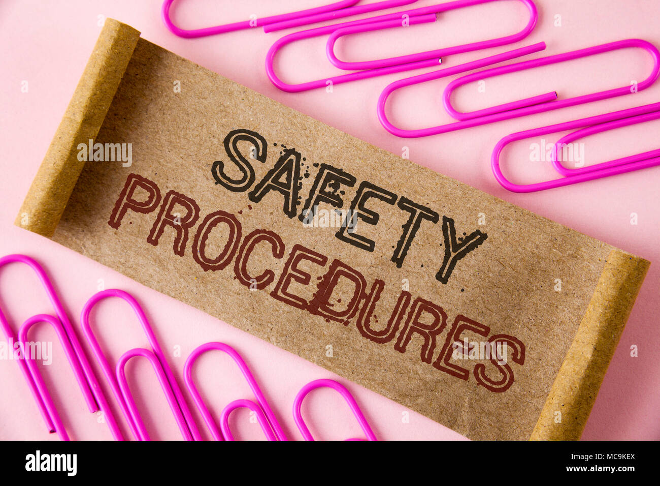 Handwriting text writing Safety Procedures. Concept meaning Follow