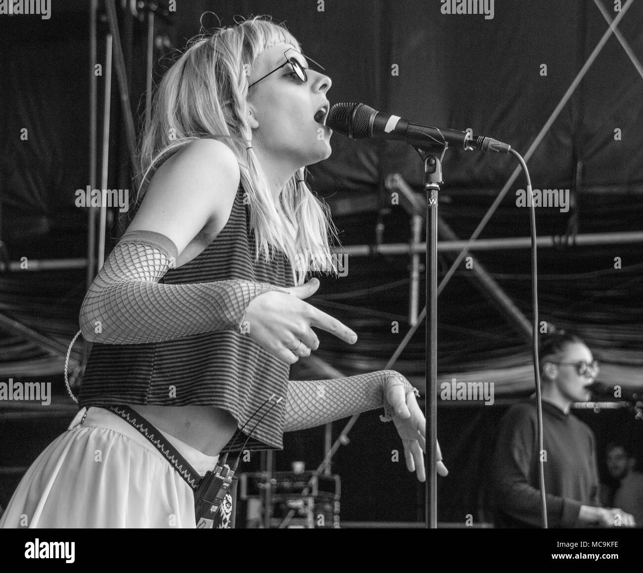 Aurora Aksnes- Sound check at Molde International Jazz Festival, Norway 2017. Stock Photo