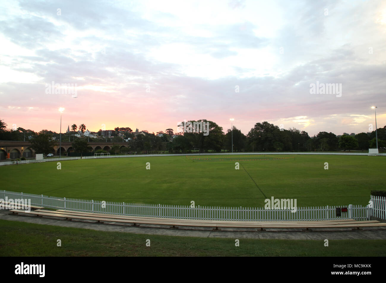 Jubilee Oval, Jubilee Park, Glebe at sunset. Stock Photo