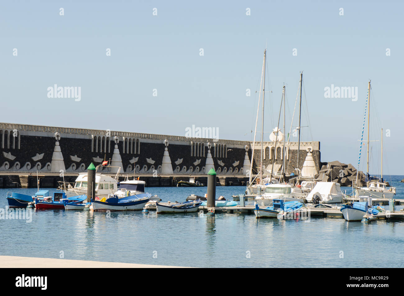 Fishing port in La Restinga, seaside village in the south of the El Hierro, privileged region for divind. Canary island, Spain. Stock Photo