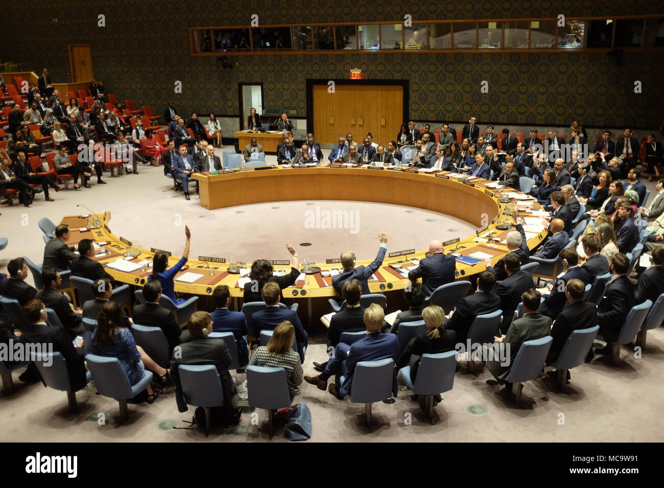 New York City, United States. 14th Apr, 2018. Security Council votes to ...