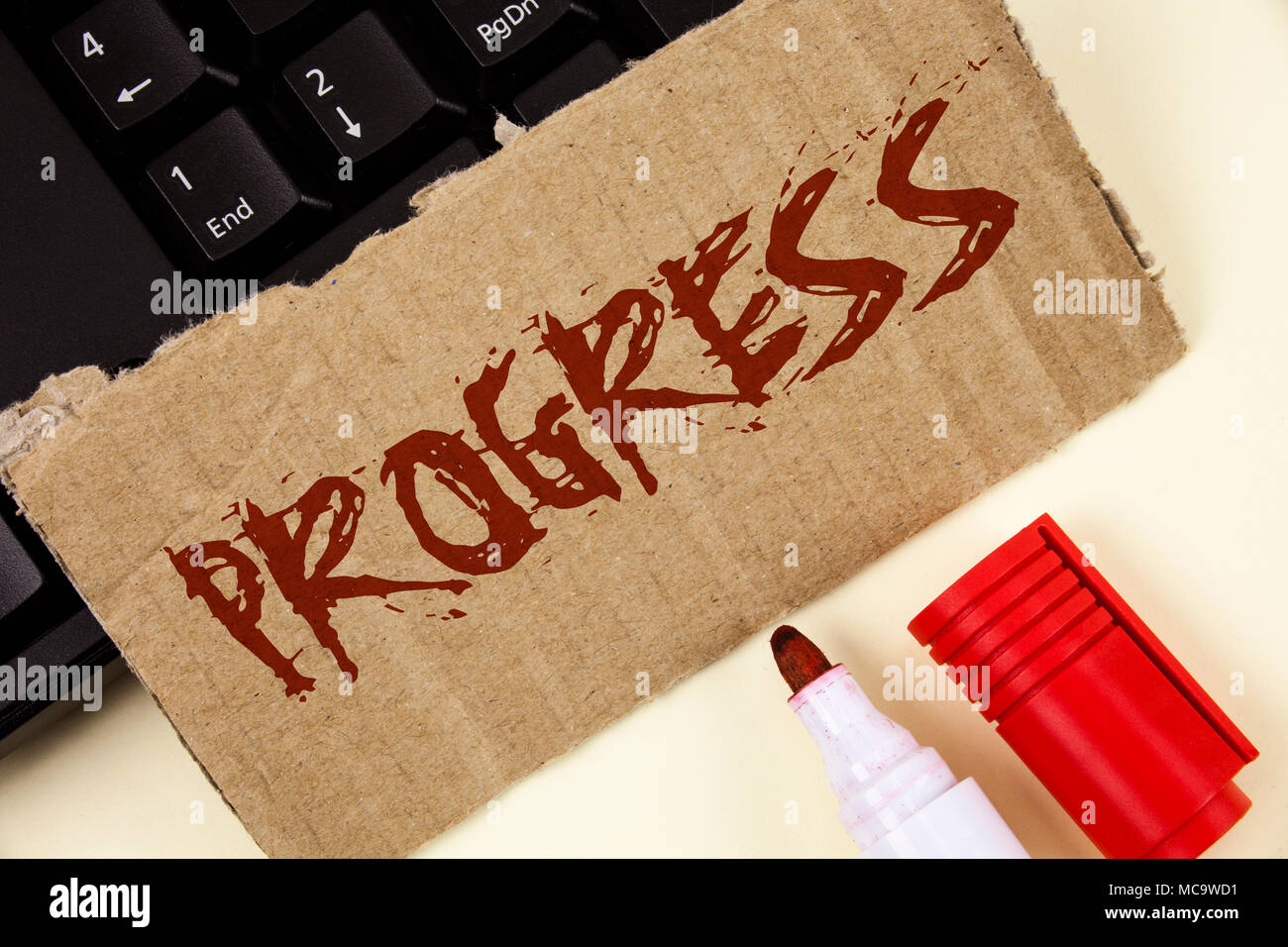 Promising Progress Text sign showing Progress. Conceptual photo Depelopment Growth Process ...
