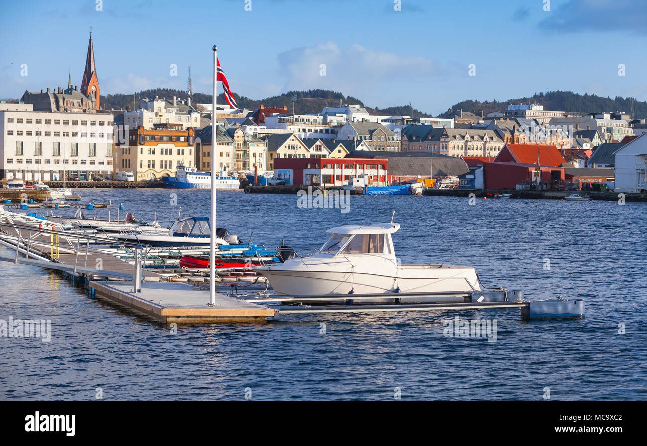 Coastal view of Haugesund city, Rogaland county, Norway Stock Photo