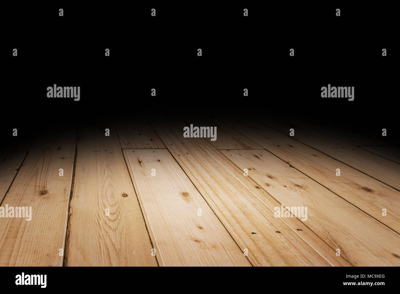 Brown Plank wood floor texture perspective background for display or montage of product,Mock up template for your design Stock Photo