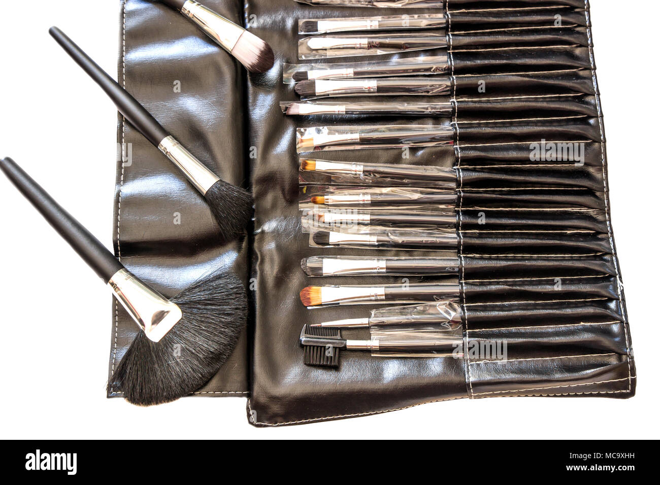 Makeup brushes set for professional isolated on white background. Stock Photo