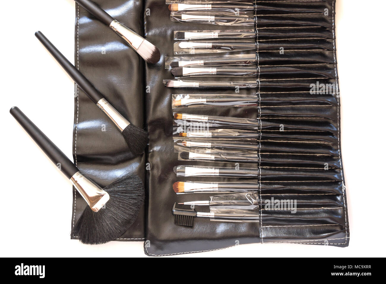 Makeup brushes set for professional isolated on white background. Stock Photo