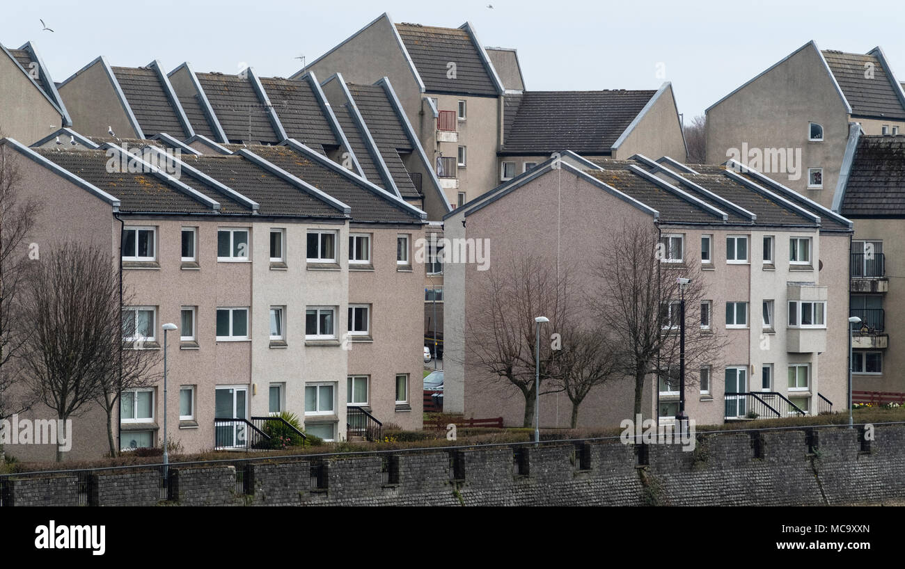 View of social housing in central Ayr , Ayrshire, Scotland, UK Stock