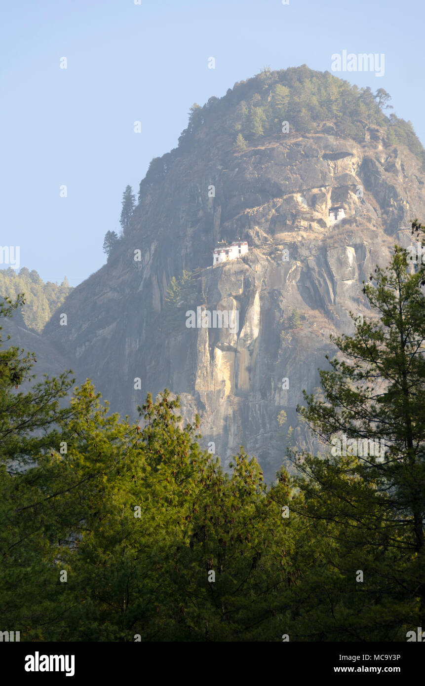 Tigers Nest Monastery on cliff, near Paro, Bhutan Stock Photo