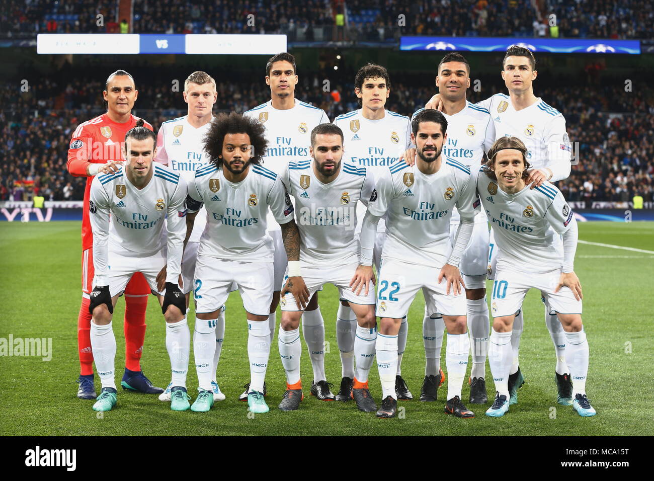 Real Madrid team group line-up (Real), APRIL 11, 2018 - Football / Soccer : UEFA  Champions League Quarter-finals 2nd leg match between Real Madrid CF 1-3  Juventus FC at the Santiago Bernabeu