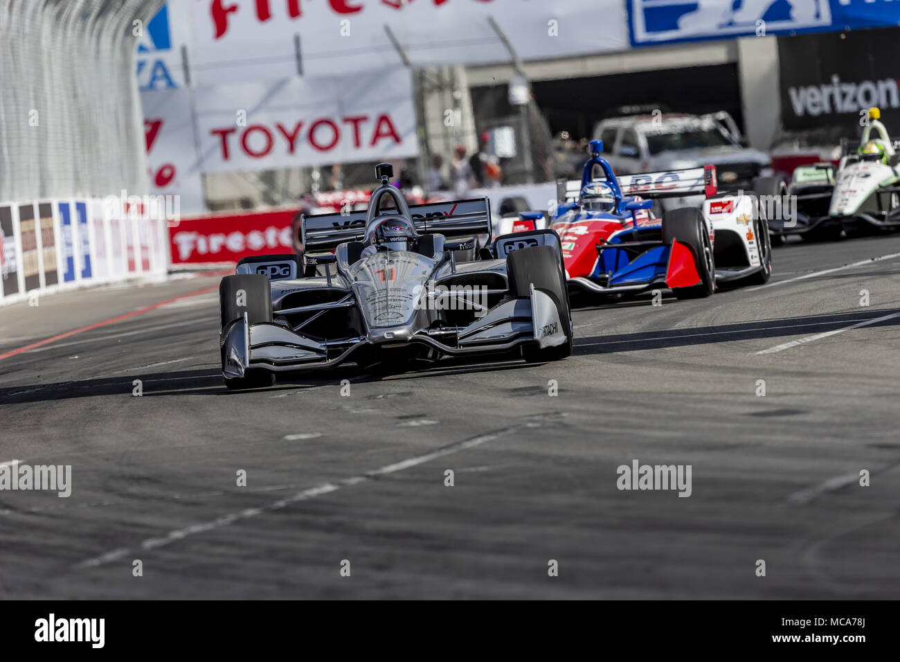 April 13, 2018 - Long Beach, California, United States of America - April 13, 2018 - Long Beach, California, USA: Josef Newgarden (1) brings his race car through the turns during the Toyota Grand Prix of Long Beach race at the Streets of Long Beach in Long Beach, California. (Credit Image: © Walter G Arce Sr Asp Inc/ASP via ZUMA Wire) Stock Photo