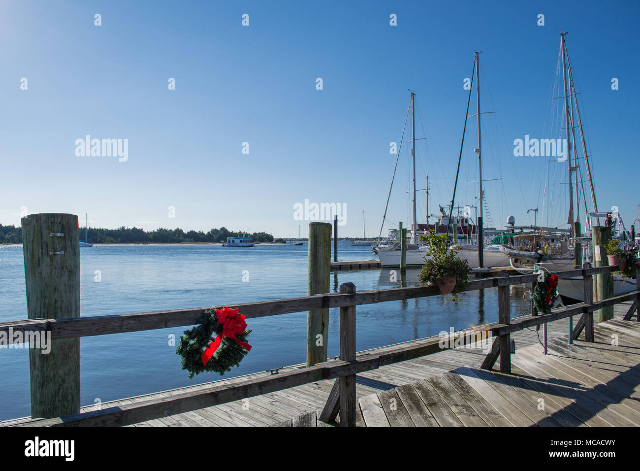 Christmas in downtown, historic small waterfront town in eastern North Carolina. Beaufort is