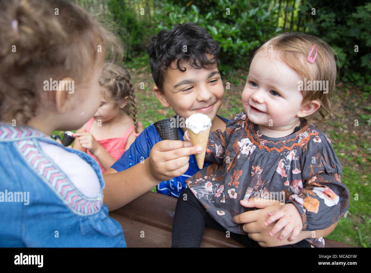 Children eating ice cream Stock Photo Alamy