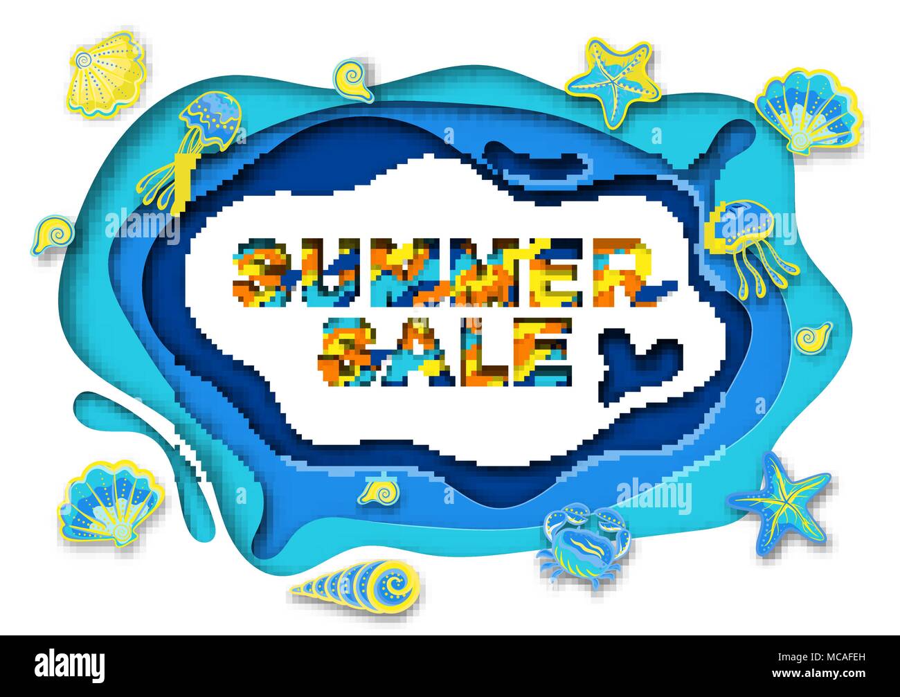 Summer sale paper cut background for banner, poster, promotion, web site,  online shopping, advertising. Vector illustration Stock Vector Image & Art  - Alamy