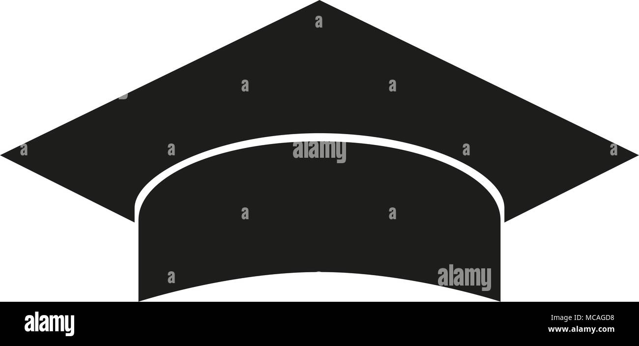 Black and white graduation hat silhouette. Stock Vector