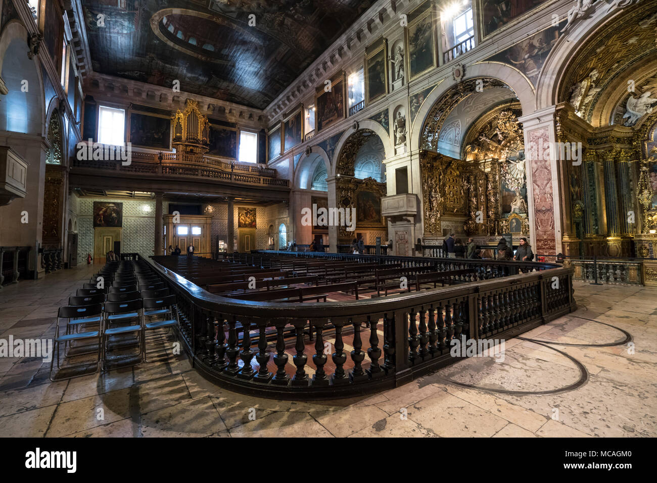 a view of the interior of the Sao Roque church in Lisbon, Portugal Stock Photo