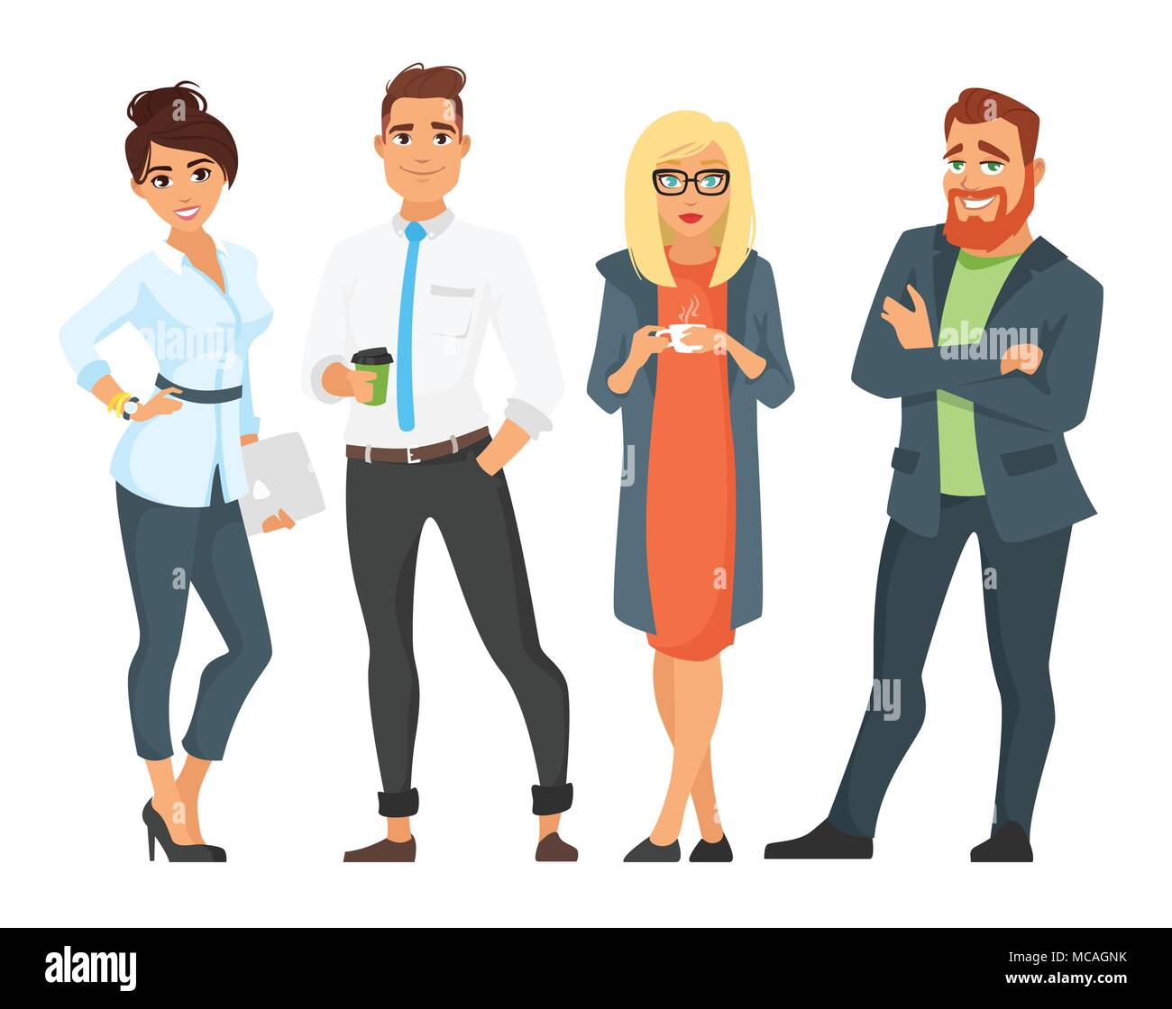 Vector cartoon style illustration of professional businessman characters man and woman. Isolated on white background. Stock Vector