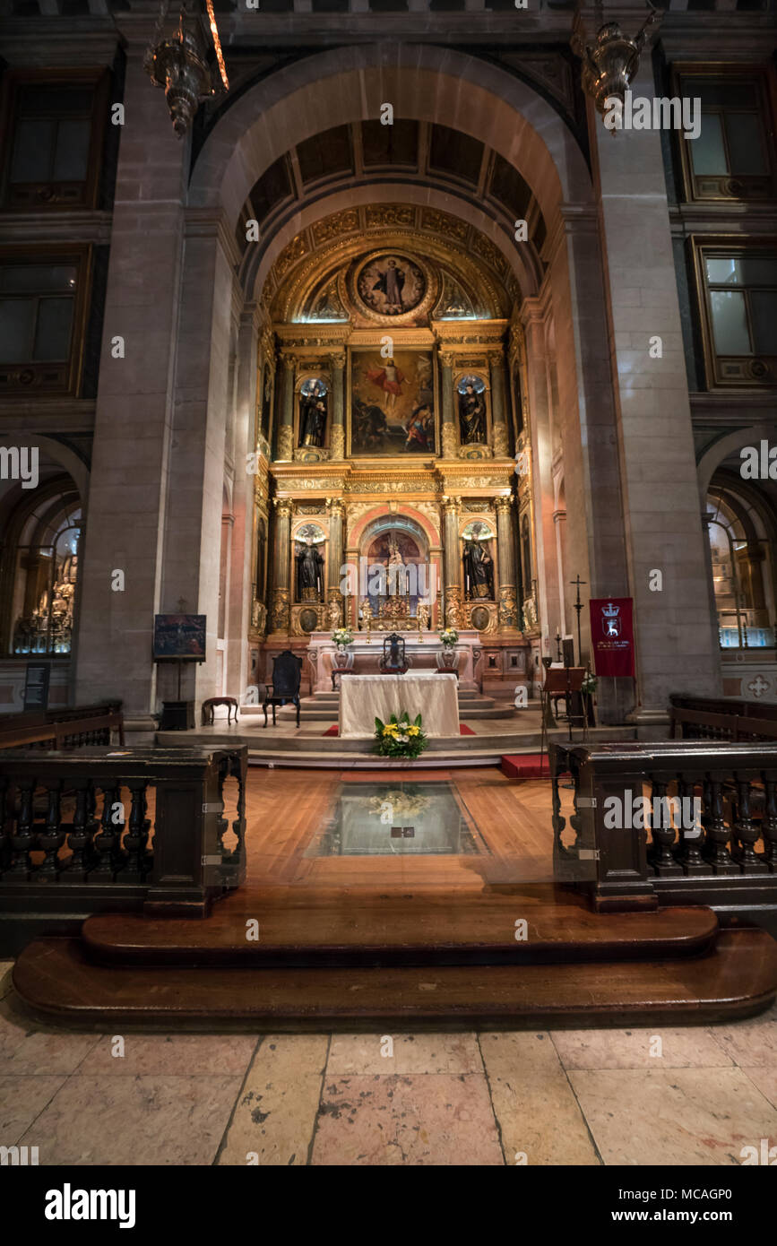 a view of the interior of the Sao Roque church in Lisbon, Portugal Stock Photo