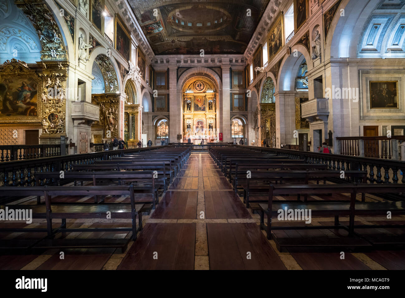 a view of the interior of the Sao Roque church in Lisbon, Portugal Stock Photo