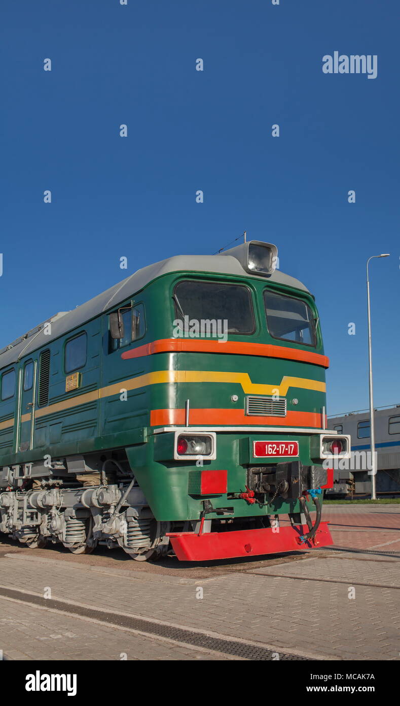 Soviet powerful diesel locomotive front view Stock Photo - Alamy