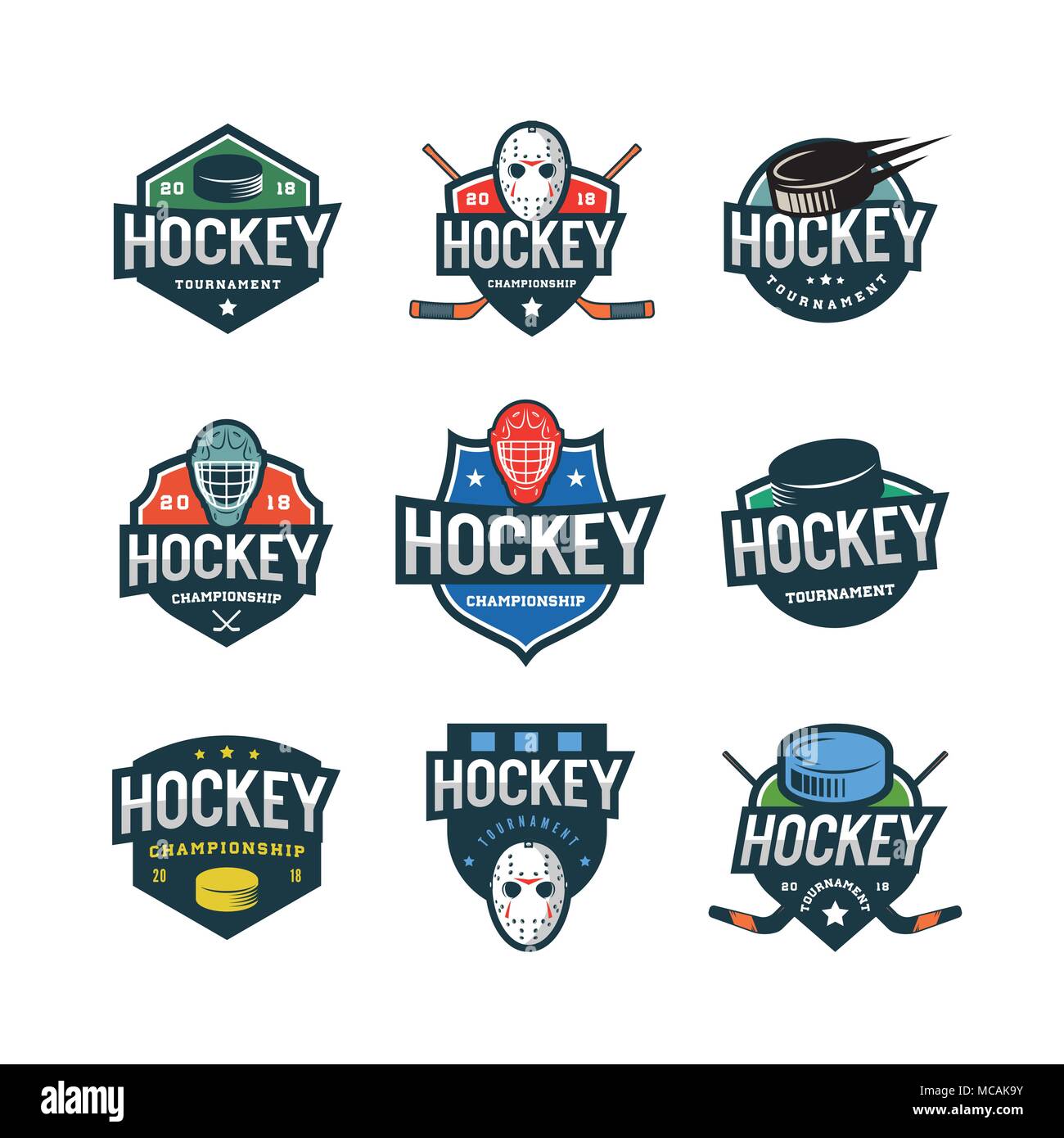 set of hockey logos. sport emblems vector illustration Stock Vector ...