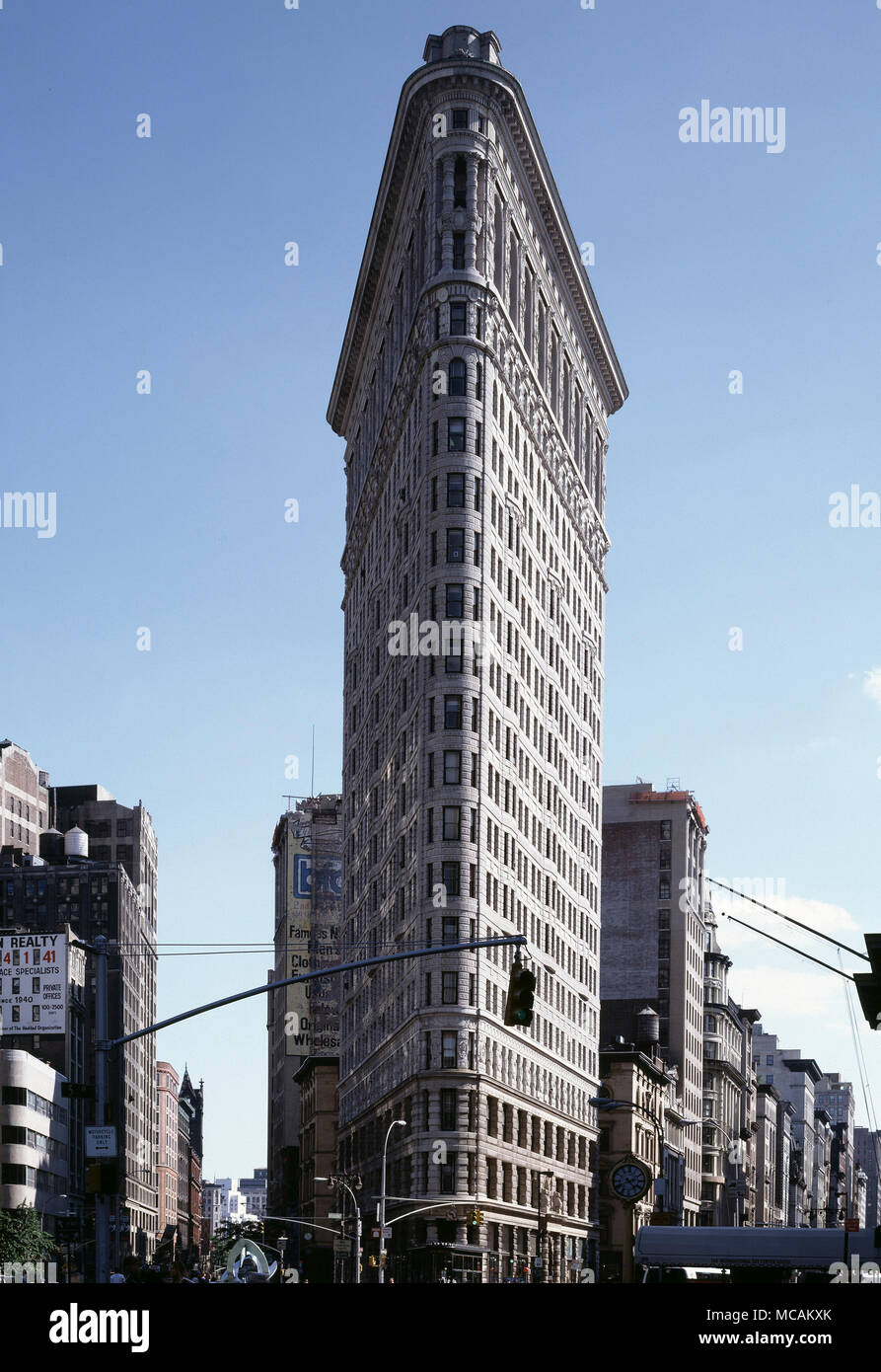 The Flatiron Building, originally the Fuller Building, is located at 175  Fifth Avenue in the borough of Manhattan, New York City, and is considered  to be a groundbreaking skyscraper. Upon completion in