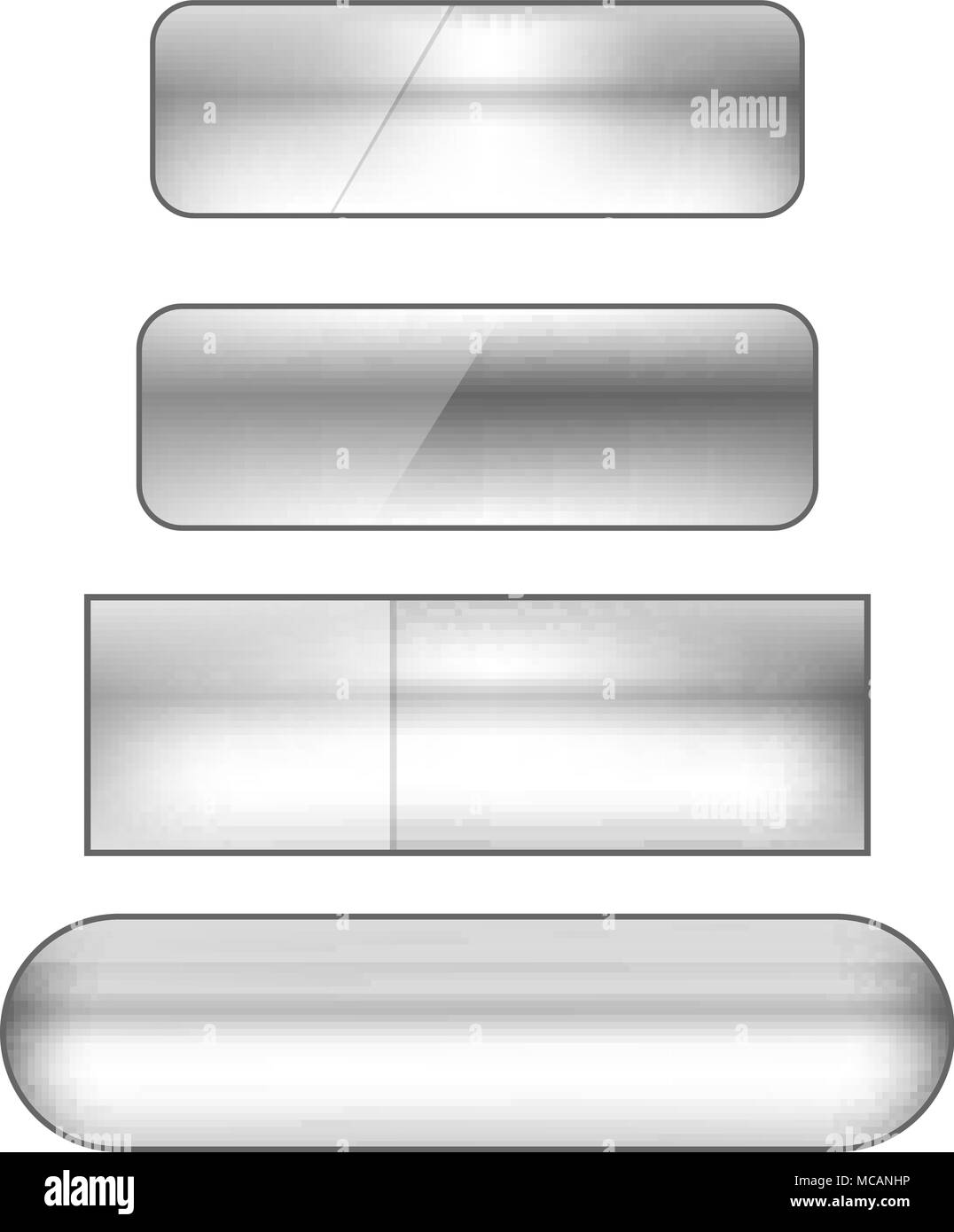 vector colored blank web buttons set - silver Stock Vector
