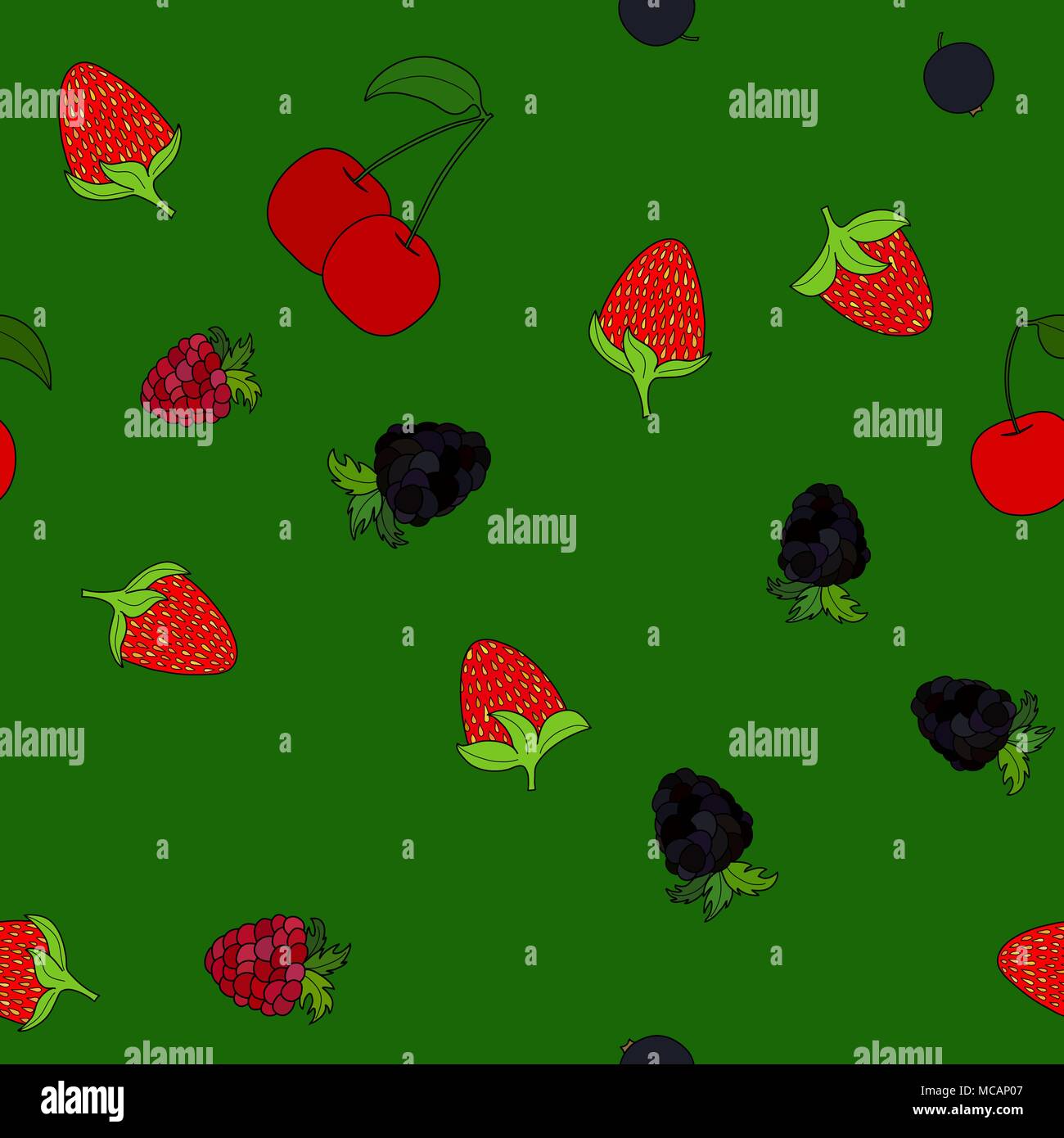 abstract vector doodle berry seamless pattern Stock Vector