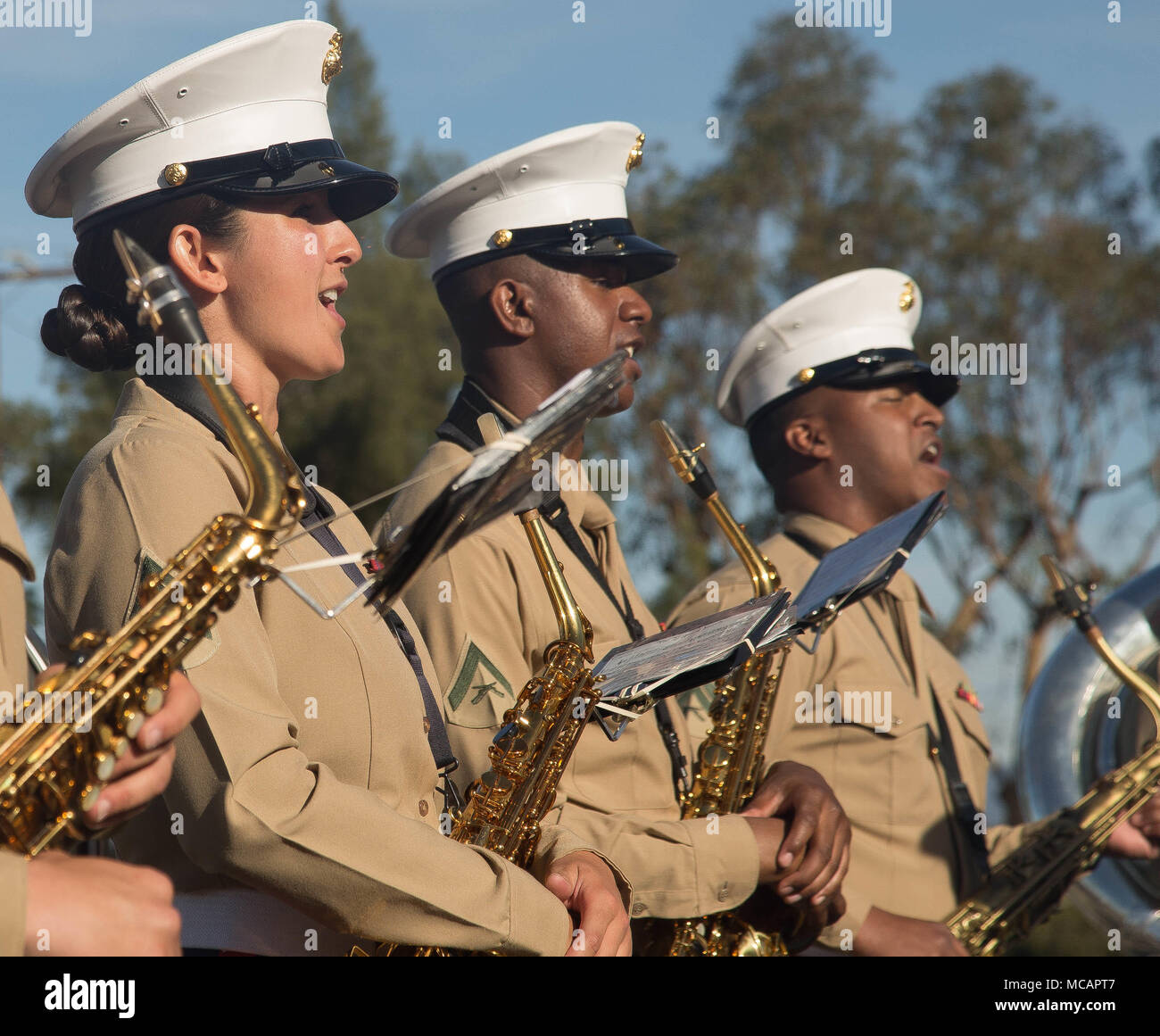 U S Marines With The 1st Marine Division Band Sing During The