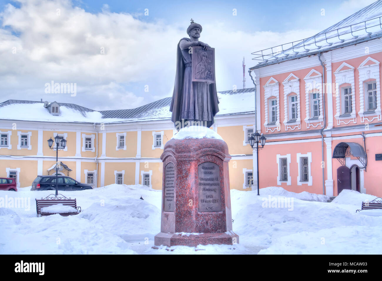 SMOLENSK, RUSSIA - March 08.2018: Sculpture to Vladimir II Monomakh, an outstanding statesman, ranked saints. The monument is located on the territory Stock Photo