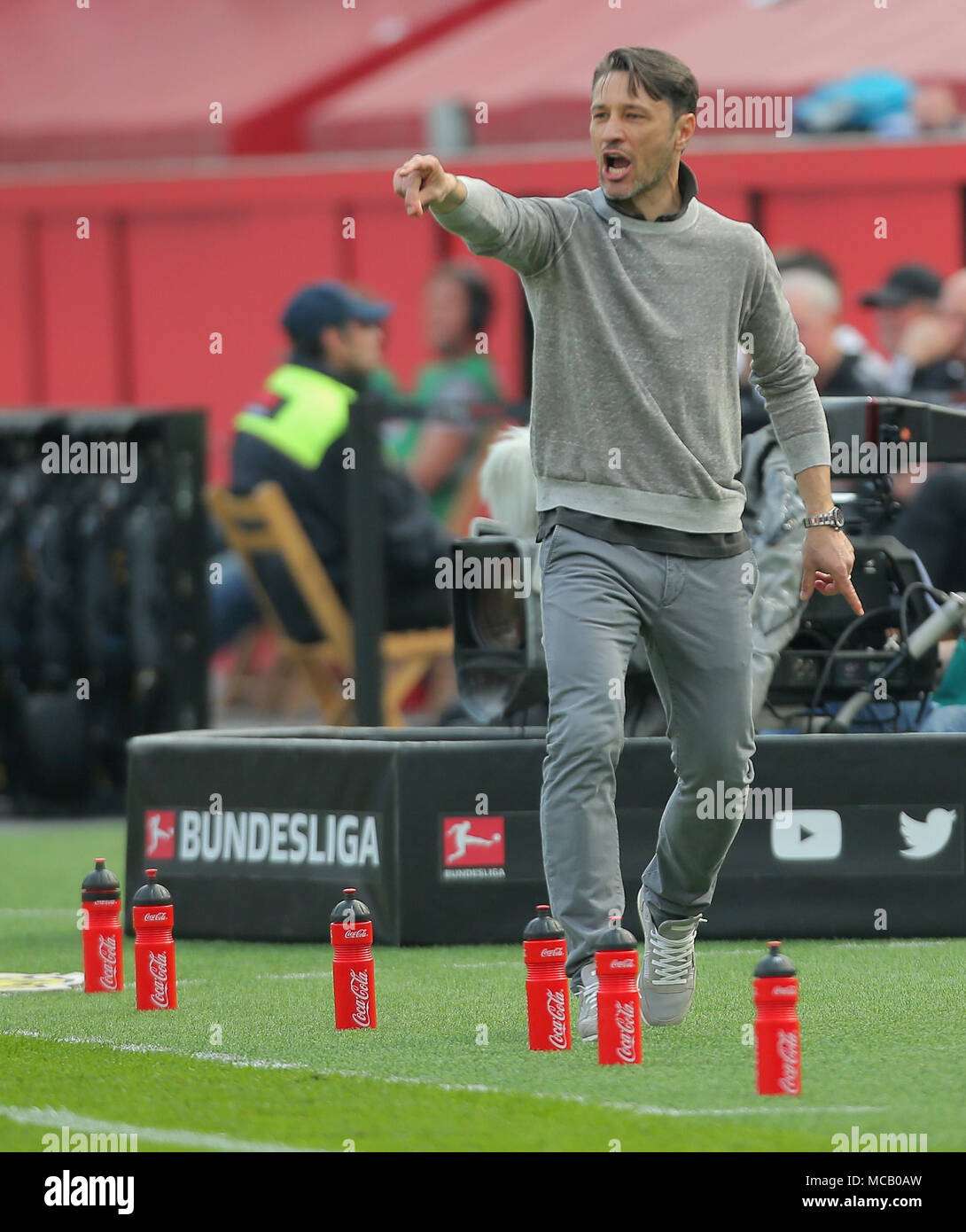 Leverkusen, Germany April 14 2018, Bundesliga matchday 30, Bayer 04  Leverkusen vs Eintracht Frankfurt: Niko Kovac (SGE) gestures. Credit:  Juergen Schwarz/Alamy Live News Stock Photo - Alamy