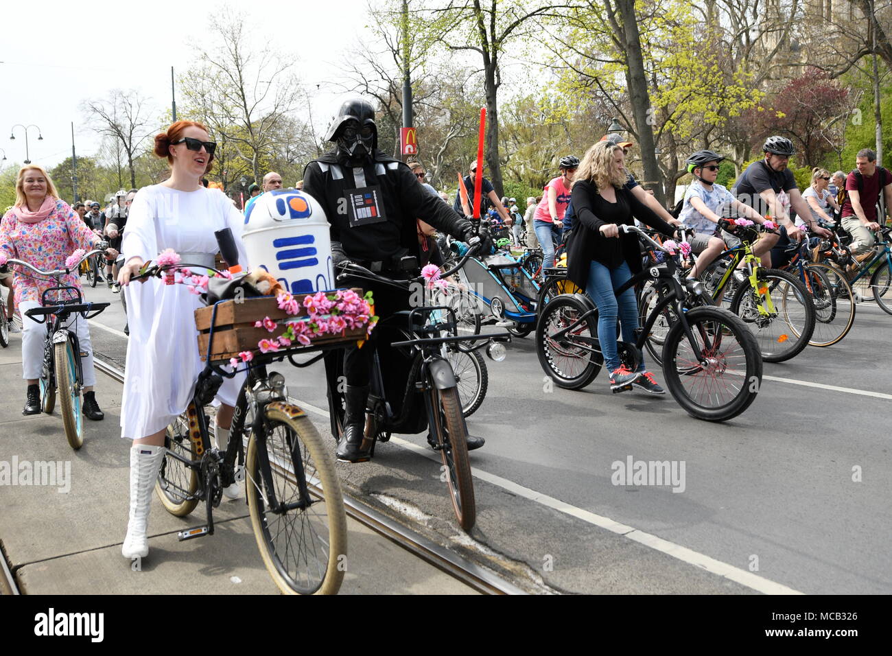 Vienna, Austria. April 15, 2018. The Argus Bike Festival is the largest  cycling event in Austria and the opening of the cycling spring season. A  unique platform to show the topic of