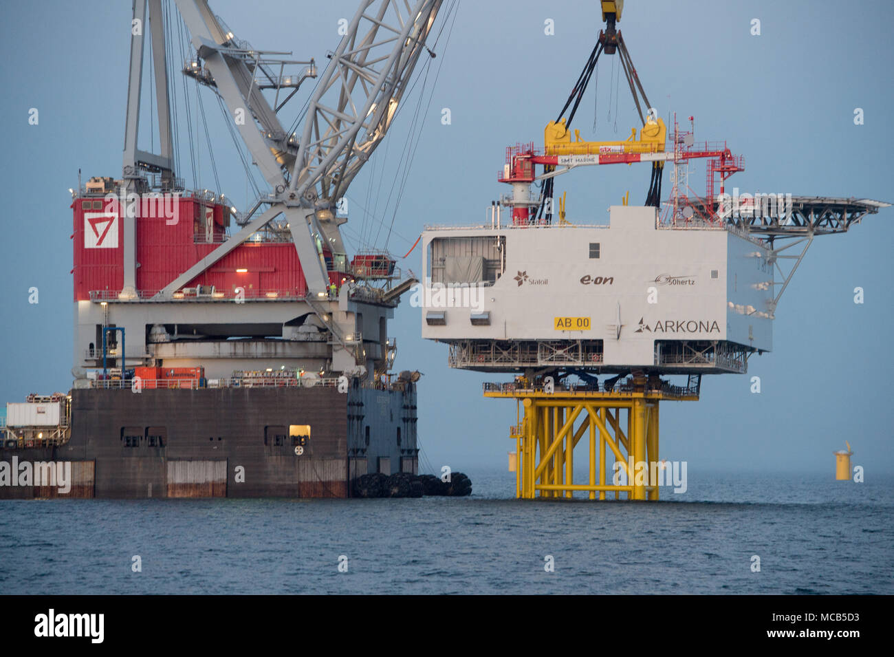 08 April 2018, Germany, Sassnitz: The 4,000 tons weighing