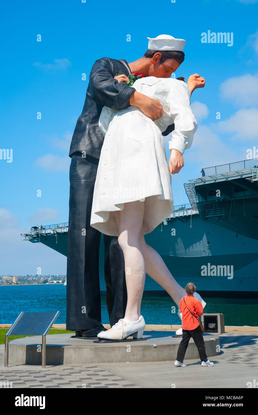 Unconditional Surrender Statue at the Tuna Harbor Park in San Diego