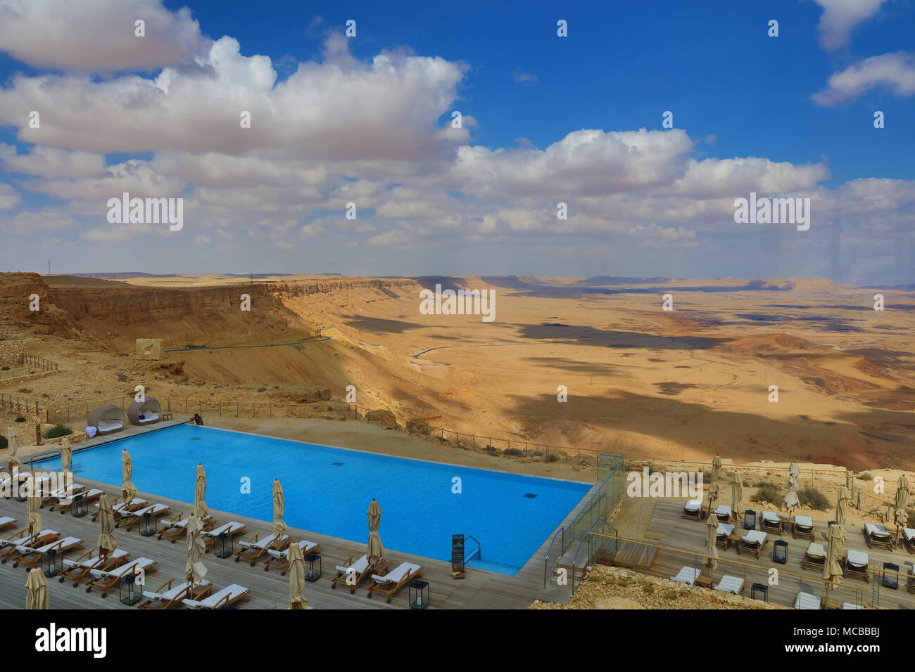 View from Beresheet to Ramon Crater in the Negev desert, Israel Stock Photo
