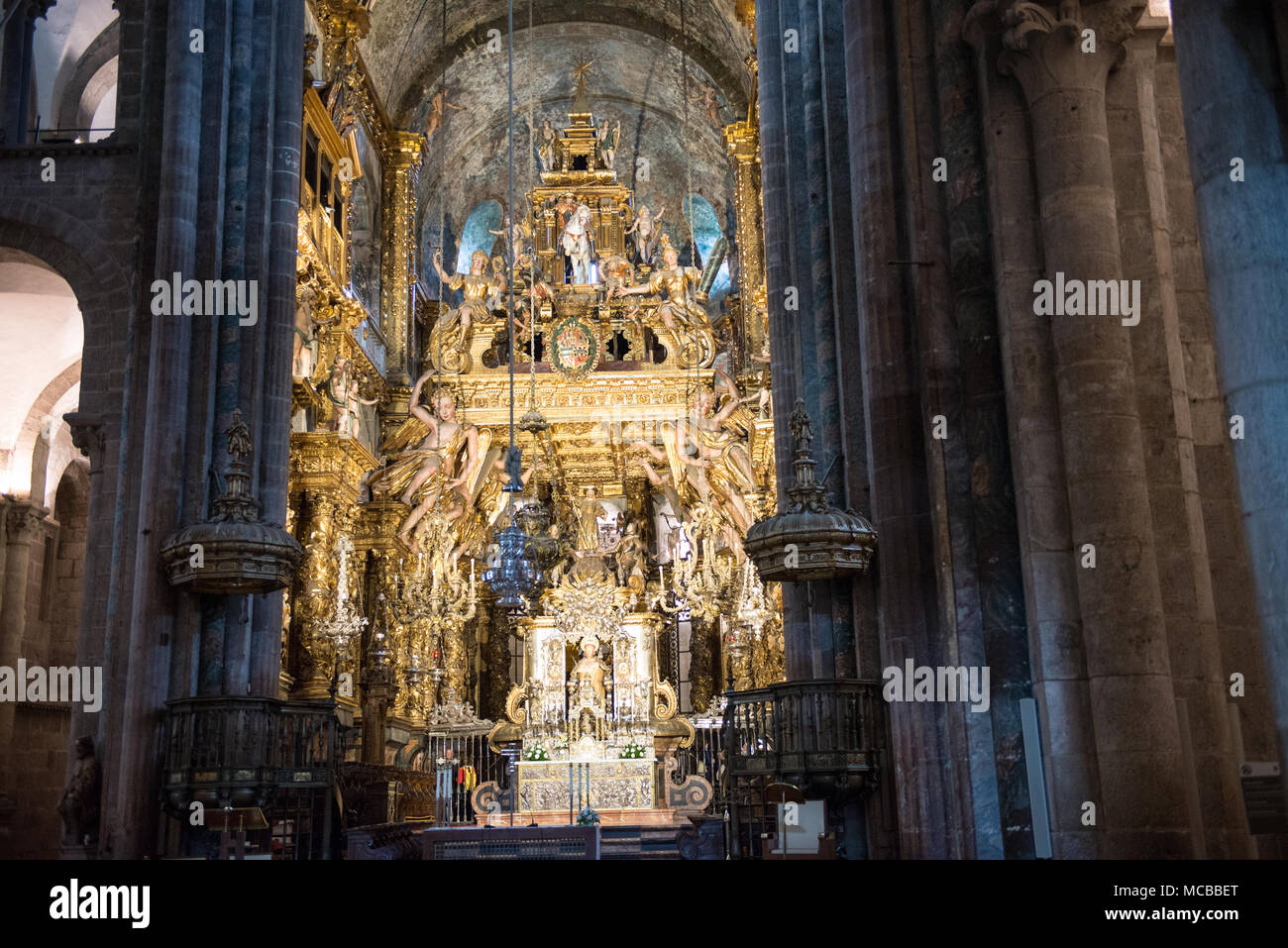 Altar of the cathedral of Santiago de Compostela Stock Photo