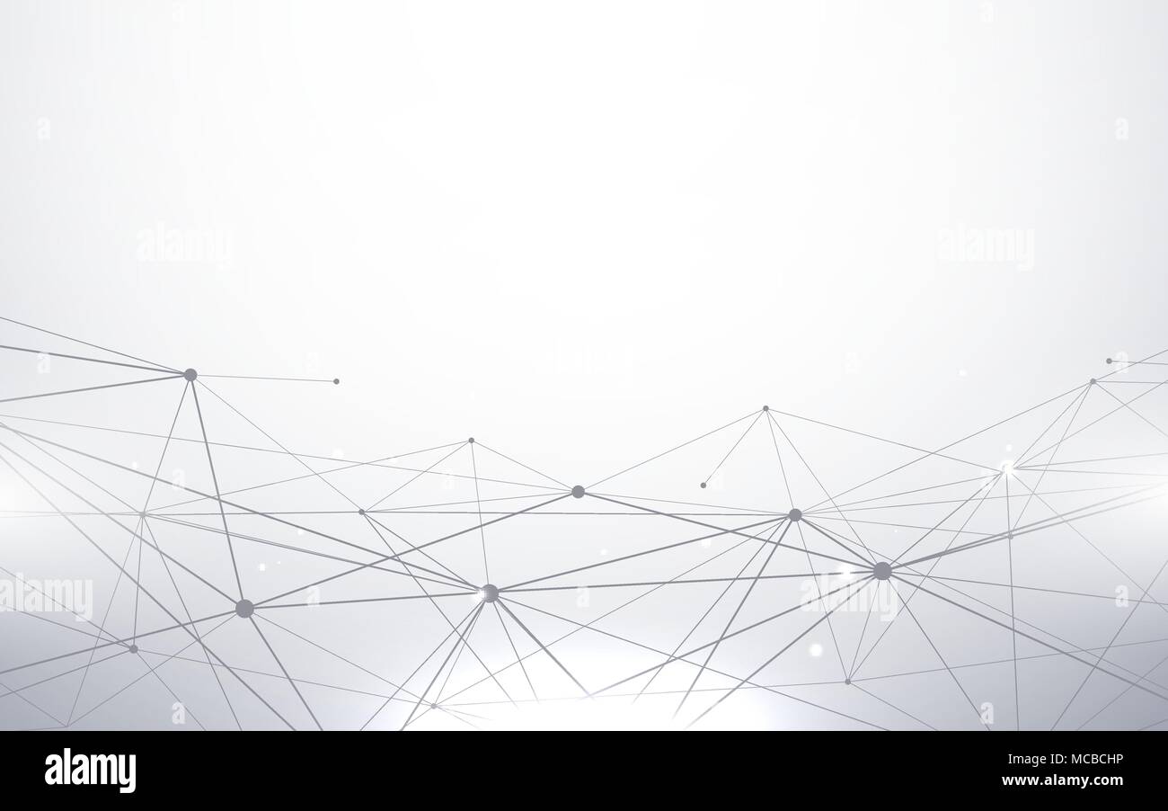 Abstract white and grey futuristic Molecules. Lines and technology ...