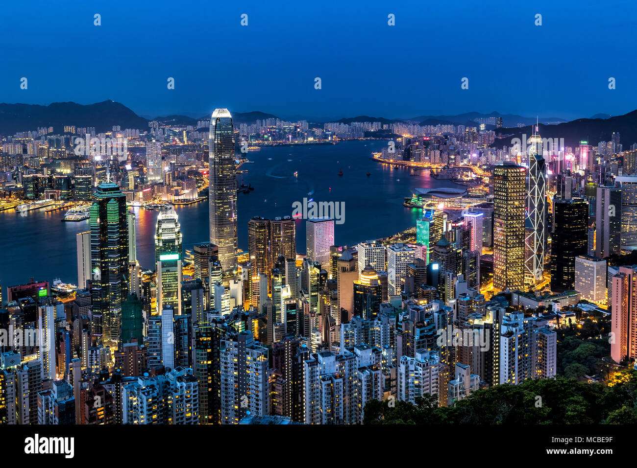 Hong Kong city view from the Peak at twilight Stock Photo - Alamy