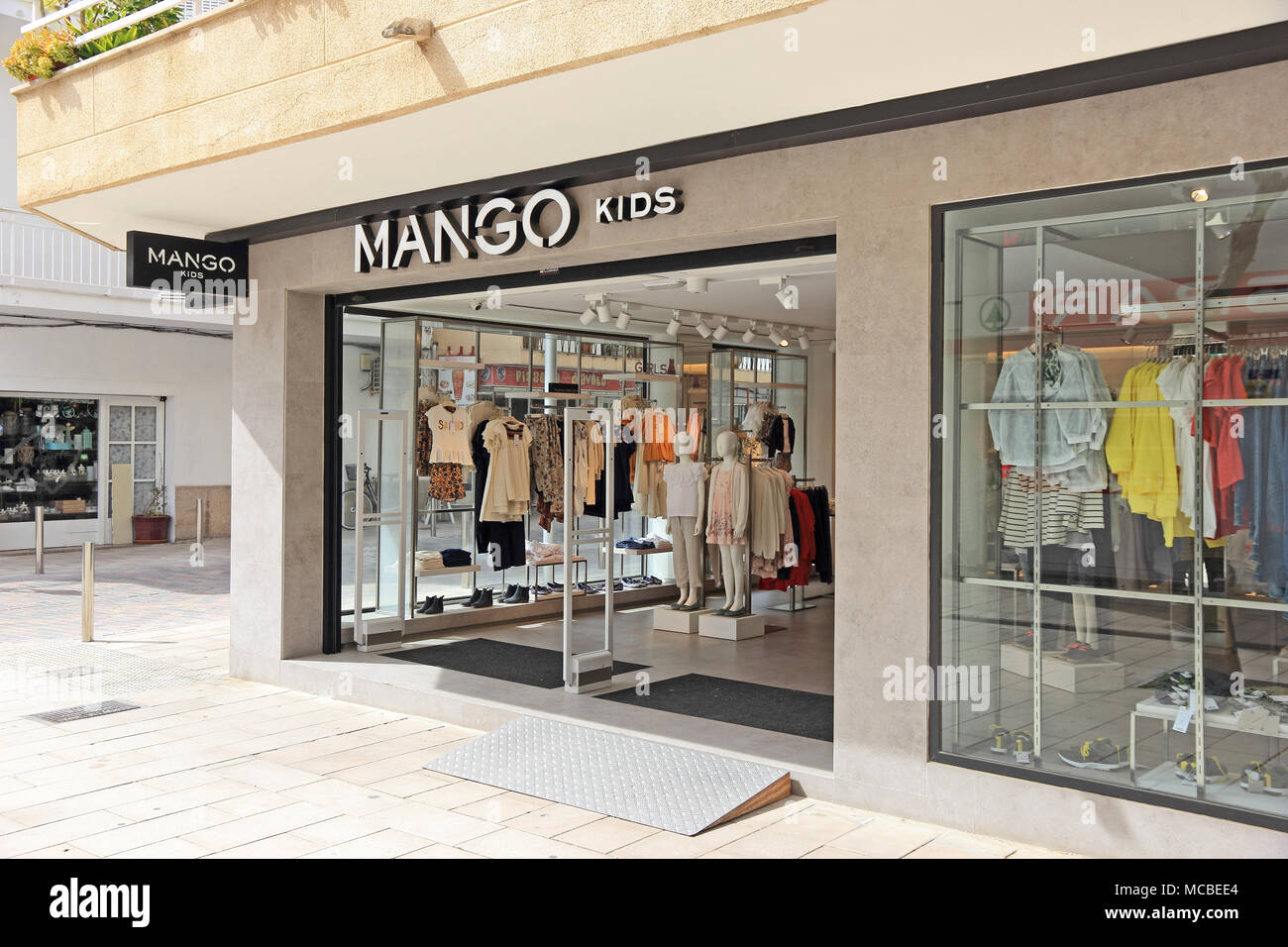 Mango kids clothing store, Cala Millor, Mallorca Stock Photo