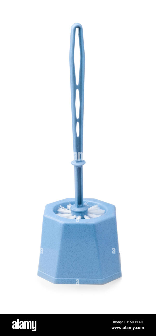 Blue toilet brush, isolated on white background Stock Photo - Alamy
